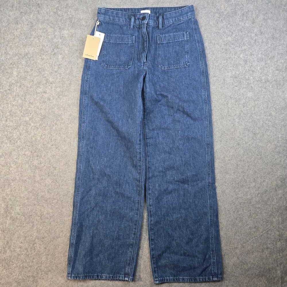 Aritzia Wilfred‎ Free Adrift High Rise Wide Leg Jeans Womens 8 Blue Sailor NEW